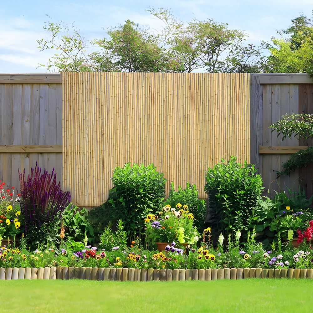 VEVOR Natural Rolled Bamboo Fence, Eco-Friendly Bamboo Privacy Fence 6 ft H x 8 ft L x 0.75 in D. , Decorative Bamboo
