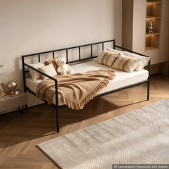 VEVOR Twin Daybed Metal Twin Size Day Bed Frame with Under-Bed Storage, for Living Room Bedroom Guest Room, Space