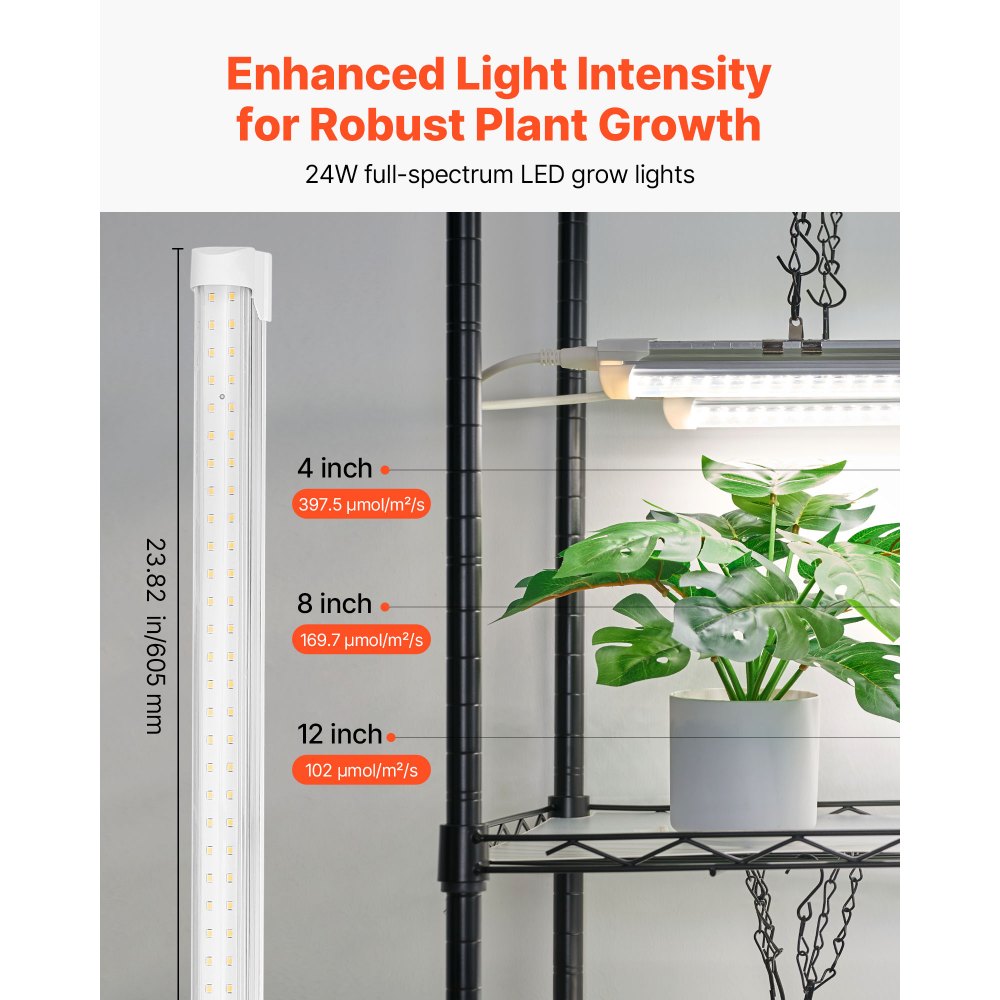 VEVOR DIY Plant Shelf with Grow Lights, 71 in Tall Indoor Plant Stand with Wheels, 192W 5000K Full Spectrum Grow