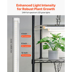 VEVOR DIY Plant Shelf with Grow Lights, 71 in Tall Indoor Plant Stand with Wheels, 192W 5000K Full Spectrum Grow