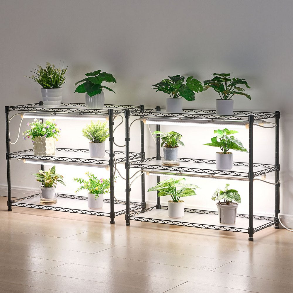 VEVOR DIY Plant Shelf with Grow Lights, 71 in Tall Indoor Plant Stand with Wheels, 192W 5000K Full Spectrum Grow