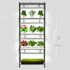 VEVOR DIY Plant Shelf with Grow Lights, 71 in Tall Indoor Plant Stand with Wheels, 192W 5000K Full Spectrum Grow