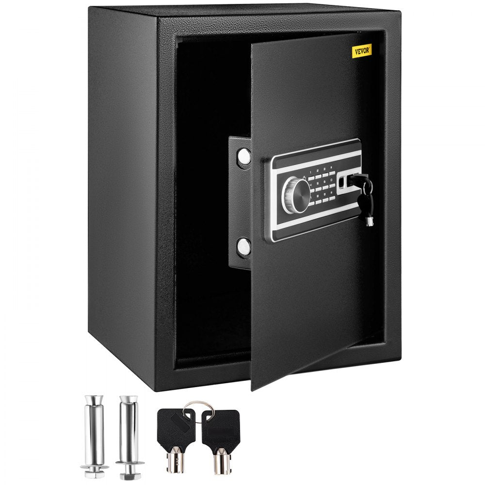 VEVOR Safe Box, 2.1 CU.FT Fingerprint Safe Box for Money with 2 Keys & Digital Keypad, Q235 Steel Safe Box for Storing