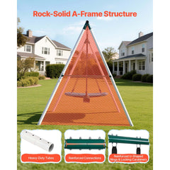 VEVOR Swing Set for Backyard, 45 x 30 in Swing Seat and Two Belt Seats, with Heavy Duty A-Frame Metal Stand, 700 lbs