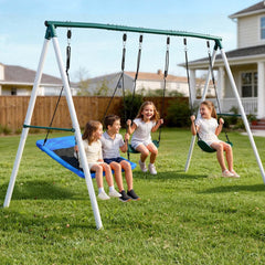 VEVOR Swing Set for Backyard, 45 x 30 in Swing Seat and Two Belt Seats, with Heavy Duty A-Frame Metal Stand, 700 lbs