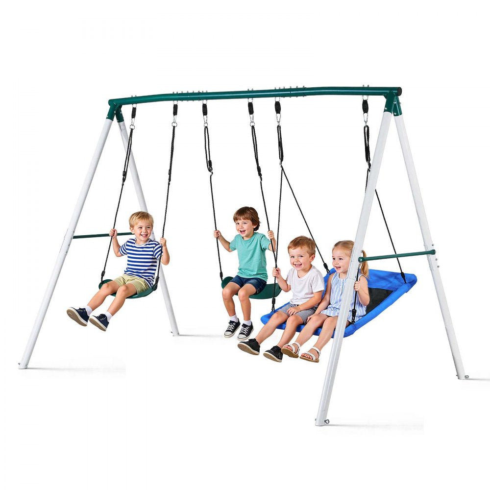 VEVOR Swing Set for Backyard, 45 x 30 in Swing Seat and Two Belt Seats, with Heavy Duty A-Frame Metal Stand, 700 lbs