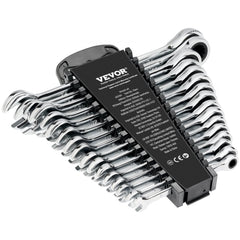 VEVOR Combination Wrench Set, 16-Piece Ratcheting Wrench Set with Organizer Rack, Cr-V Steel Wrench Set Metric 8 mm to