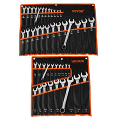 VEVOR Combination Wrench Set, 44-Piece SAE and Metric, 12-Point Box End and 15° Angled Open End Combination Wrenches