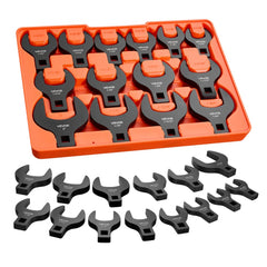 VEVOR Crowfoot Wrench Set, 1/2" Drive, 14-Piece SAE 1-1/16" to 2" Crows Foot Wrenches, with Storage Tray, Dual Size