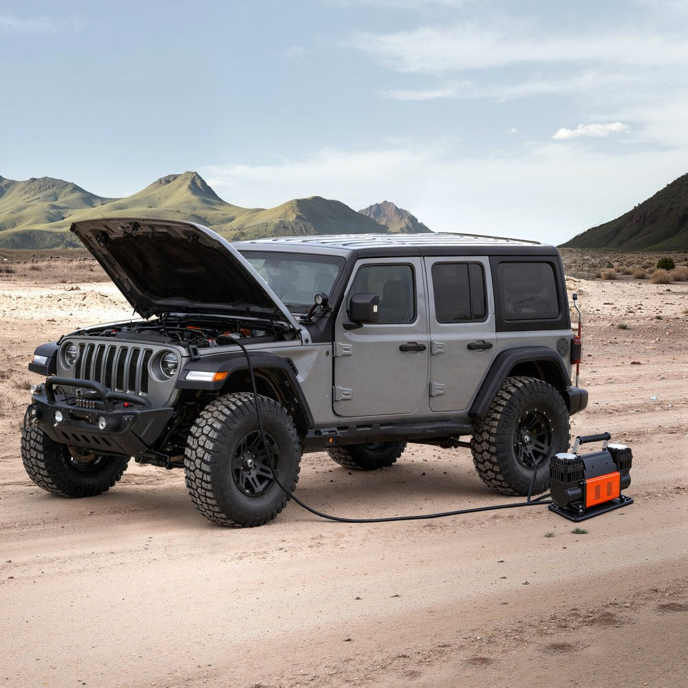 VEVOR Dual-Cylinder Heavy Duty Air Compressor, 10.6CFM Portable Tire Inflator, 12V 150PSI Offroad Air Pump with Digital