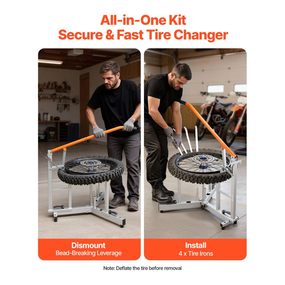 VEVOR Dirt Bike and Dual Sport Tire Changer, Fits for 16"-21" Wheels, 15/17/20/25 mm Axles, Heavy Duty Dirt Bike Tire
