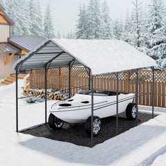VEVOR Heavy Duty Metal Carport, 10' x 15' Outdoor Carport with Galvanized Steel Frame & Roof, Car Tent Garage Shade