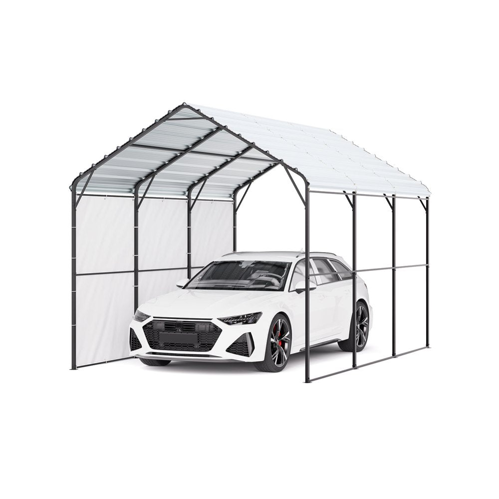 VEVOR Heavy Duty Metal Carport, 10' x 15' Outdoor Carport with Galvanized Steel Frame & Roof, Car Tent Garage Shade
