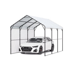 VEVOR Heavy Duty Metal Carport, 10' x 15' Outdoor Carport with Galvanized Steel Frame & Roof, Car Tent Garage Shade