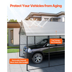 VEVOR Heavy Duty Metal Carport, 12' x 20' Outdoor Carport with Galvanized Steel Frame & Roof, Car Tent Garage Shade