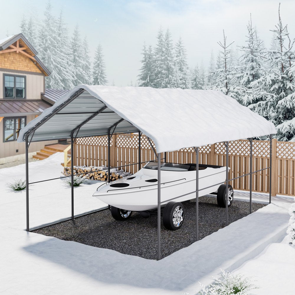 VEVOR Heavy Duty Metal Carport, 12' x 20' Outdoor Carport with Galvanized Steel Frame & Roof, Car Tent Garage Shade