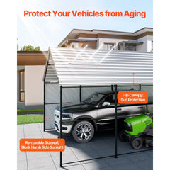 VEVOR Heavy Duty Metal Carport, 13' x 26' Outdoor Carport with Galvanized Steel Frame & Roof, Car Tent Garage Shade