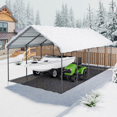 VEVOR Heavy Duty Metal Carport, 13' x 26' Outdoor Carport with Galvanized Steel Frame & Roof, Car Tent Garage Shade