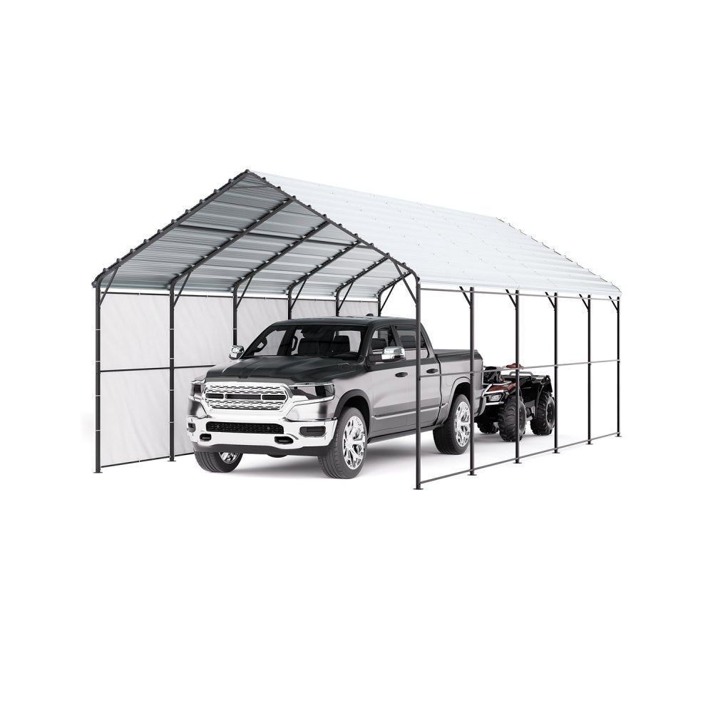 VEVOR Heavy Duty Metal Carport, 13' x 26' Outdoor Carport with Galvanized Steel Frame & Roof, Car Tent Garage Shade
