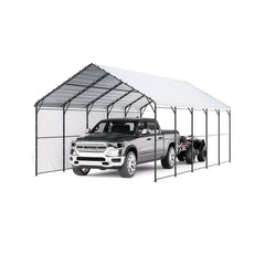 VEVOR Heavy Duty Metal Carport, 13' x 26' Outdoor Carport with Galvanized Steel Frame & Roof, Car Tent Garage Shade
