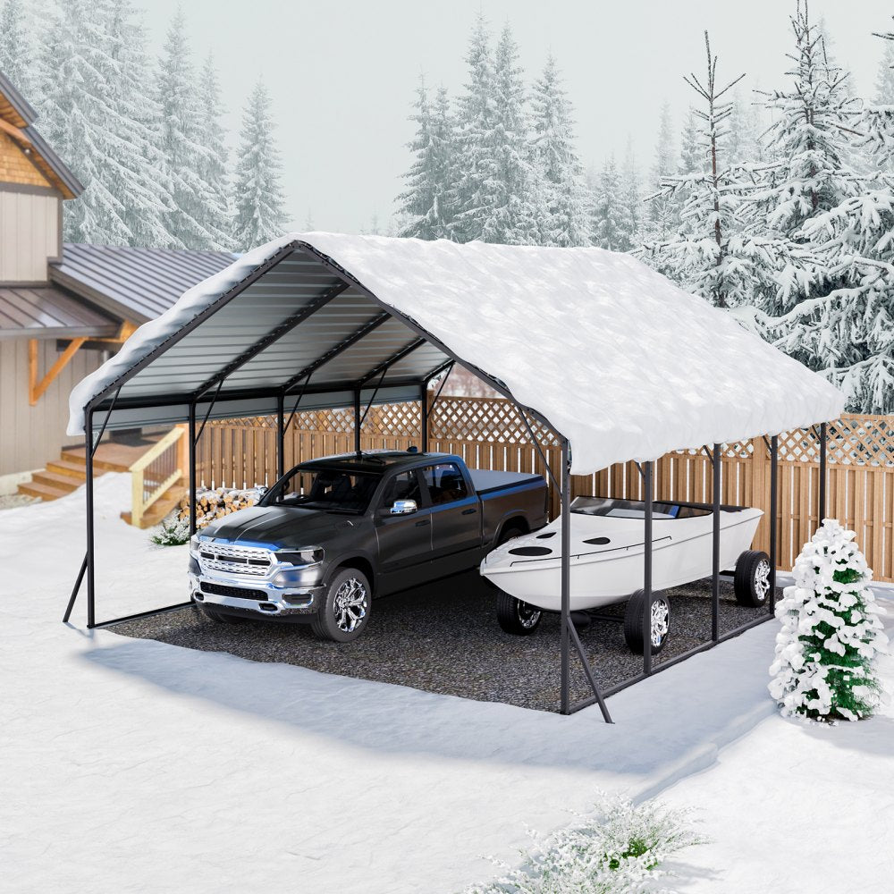 VEVOR Heavy Duty Metal Carport, 20 x 20 ft Outdoor Carport with Sturdy Frame & Roof, Car Garage Shade with Removable
