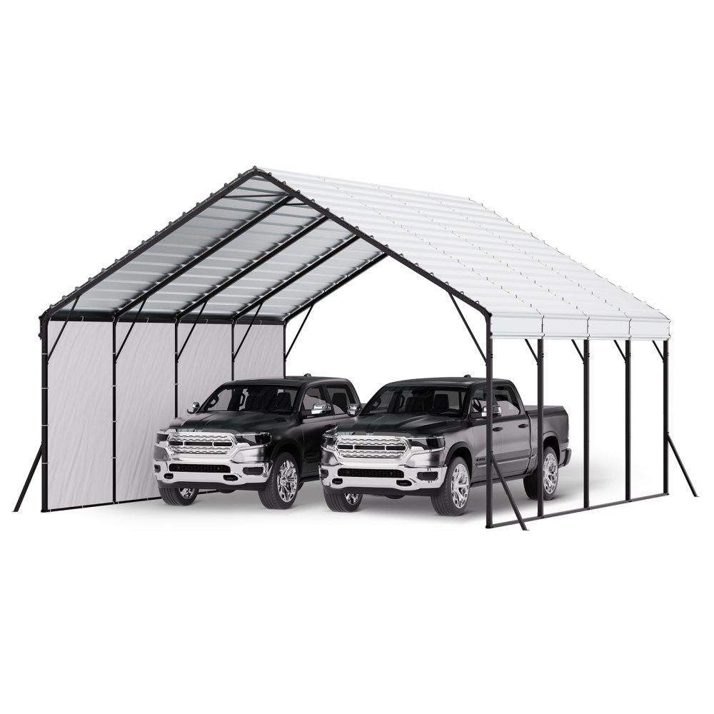 VEVOR Heavy Duty Metal Carport, 20 x 20 ft Outdoor Carport with Sturdy Frame & Roof, Car Garage Shade with Removable