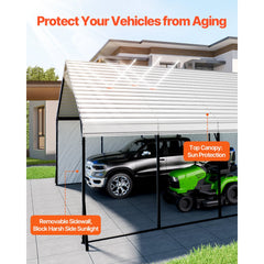 VEVOR Heavy Duty Metal Carport, 20 x 24 ft Outdoor Carport with Sturdy Frame & Roof, Car Garage Shade with Removable