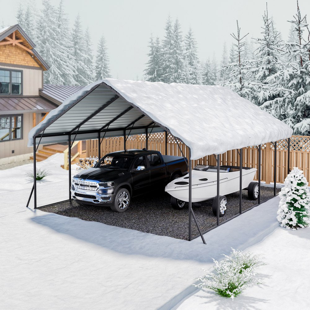 VEVOR Heavy Duty Metal Carport, 20 x 24 ft Outdoor Carport with Sturdy Frame & Roof, Car Garage Shade with Removable