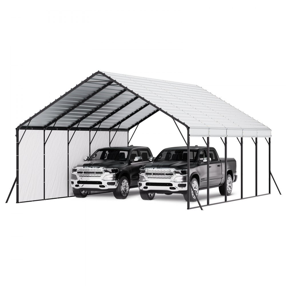 VEVOR Heavy Duty Metal Carport, 20 x 24 ft Outdoor Carport with Sturdy Frame & Roof, Car Garage Shade with Removable