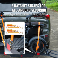 VEVOR Hitch Mount Cargo Carrier, 45.3" x 25.6" Iron Hitch Cargo Rack with Folding Ramp, Hitch Rack Basket with