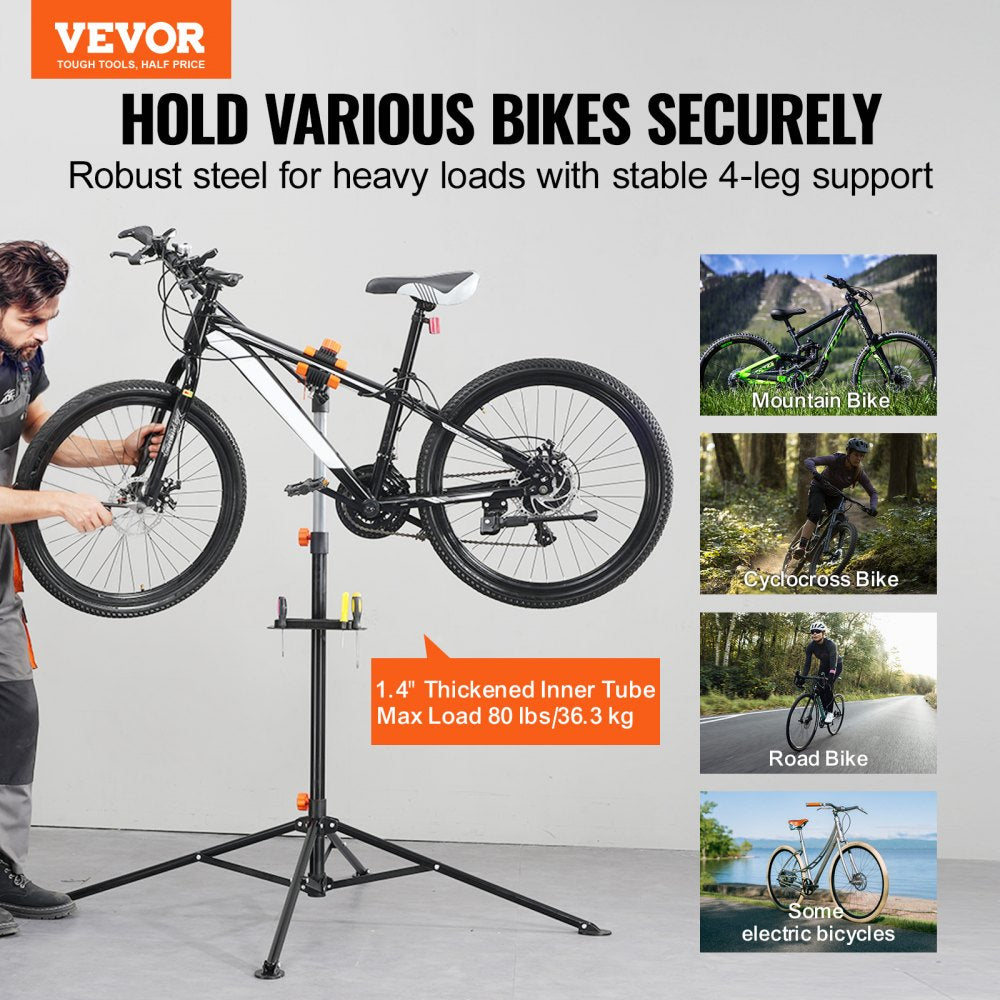 VEVOR Bike Repair Stand, 80 lbs Heavy-duty Steel Bicycle Repair Stand, Adjustable Height Bike Maintenance Workstand