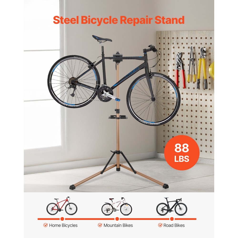 VEVOR Bike Repair Stand, 88 lb Heavy-duty Bicycle Work Stand with 41.3-59.8 in Adjustable Height & Magnetic Tool Tray