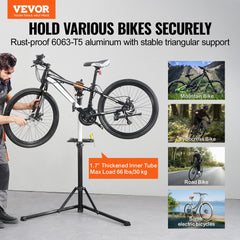 VEVOR Bike Repair Stand, 66 lbs Heavy-duty Aluminum Bicycle Repair Stand, Adjustable Height Bike Maintenance Workstand