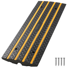 VEVOR Car Driveway Rubber Curb Ramp, 33069 lbs Load Capacity, 2.6 inch Rise Curbside Bridge Ramp with Yellow Reflective