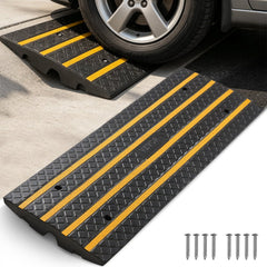VEVOR Car Driveway Rubber Curb Ramp, 33069 lbs Load Capacity, 2.6 inch Rise Curbside Bridge Ramp with Yellow Reflective
