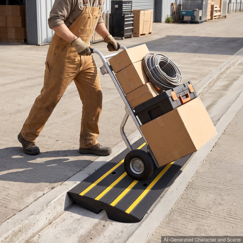 VEVOR Curb Ramp, 2.6" Rise Rubber Driveway Ramps, Heavy Duty 33069 lbs Weight Capacity Threshold Ramp, Curbside Bridge