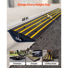 VEVOR Curb Ramp, 2 Pack, 2.6" Rise, Rubber Driveway Ramps, Heavy Duty 33069 lbs Weight Capacity Threshold Ramp