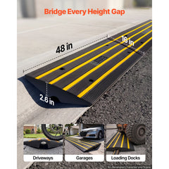 VEVOR Curb Ramp, 3 Pack Rubber Driveway Ramps, Heavy Duty 33069 lbs Weight Capacity Threshold Ramp, 2.6-inch High