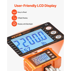 VEVOR Digital Crane Scale, 2200 lbs/1000 kg, Industrial Heavy Duty Hanging Scale with Remote Control, Cast Aluminum