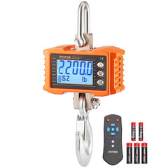 VEVOR Digital Crane Scale, 2200 lbs/1000 kg, Industrial Heavy Duty Hanging Scale with Remote Control, Cast Aluminum