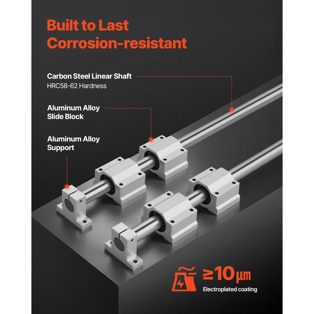VEVOR Linear Rail Kit, SFC25, 2Pcs 1000 mm (39.4 inch) Linear Motion Guide Rails and 4Pcs Bearing Slide Blocks, for DIY