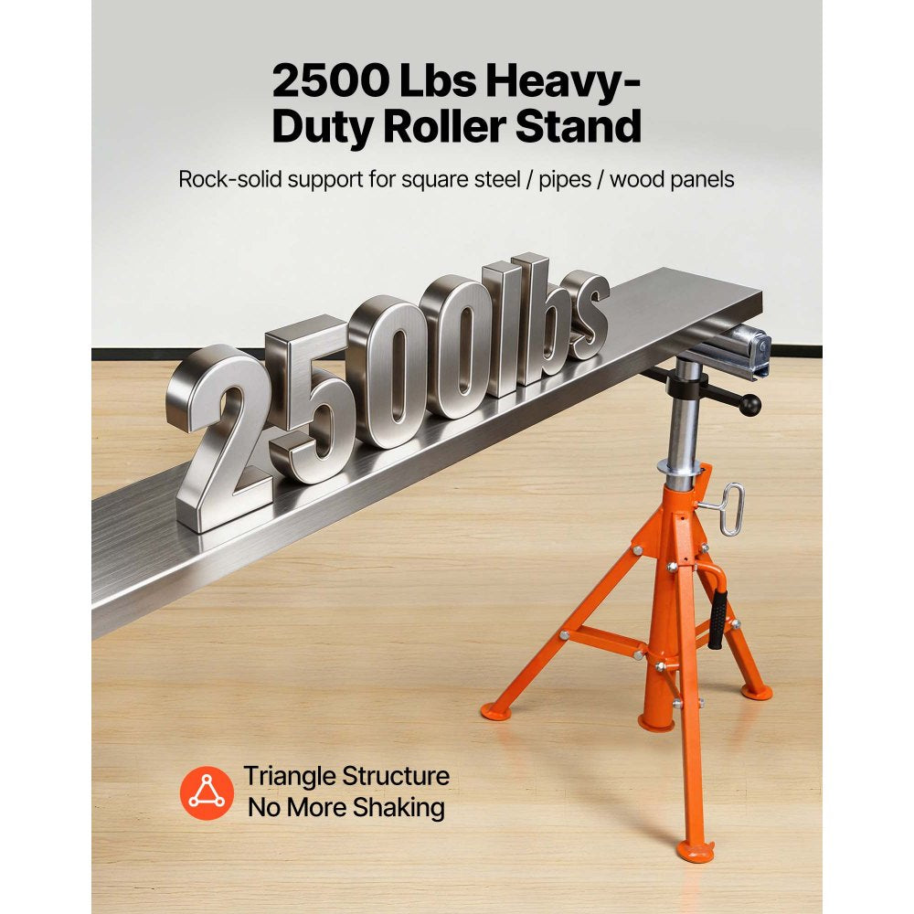 VEVOR Roller Stand, Heavy Duty 2500 LBS Load Capacity, 27.6"-52" Height Adjustable, 45# Steel Folding Roller Support