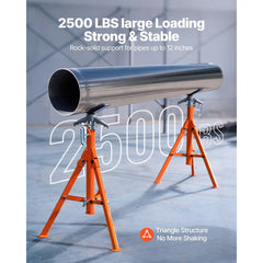 VEVOR Pipe Stand, 2500LBS Heavy Duty Pipe Stands, 27.2"-52" Height Adjustable V Head Pipe Stand, 45# Steel Folding