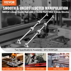 VEVOR Linear Guide Set, SFC20 1000mm, Comes with Two 39.4 in/1000 mm SFC20 Guides, Four SC20 Slide Blocks, and Four