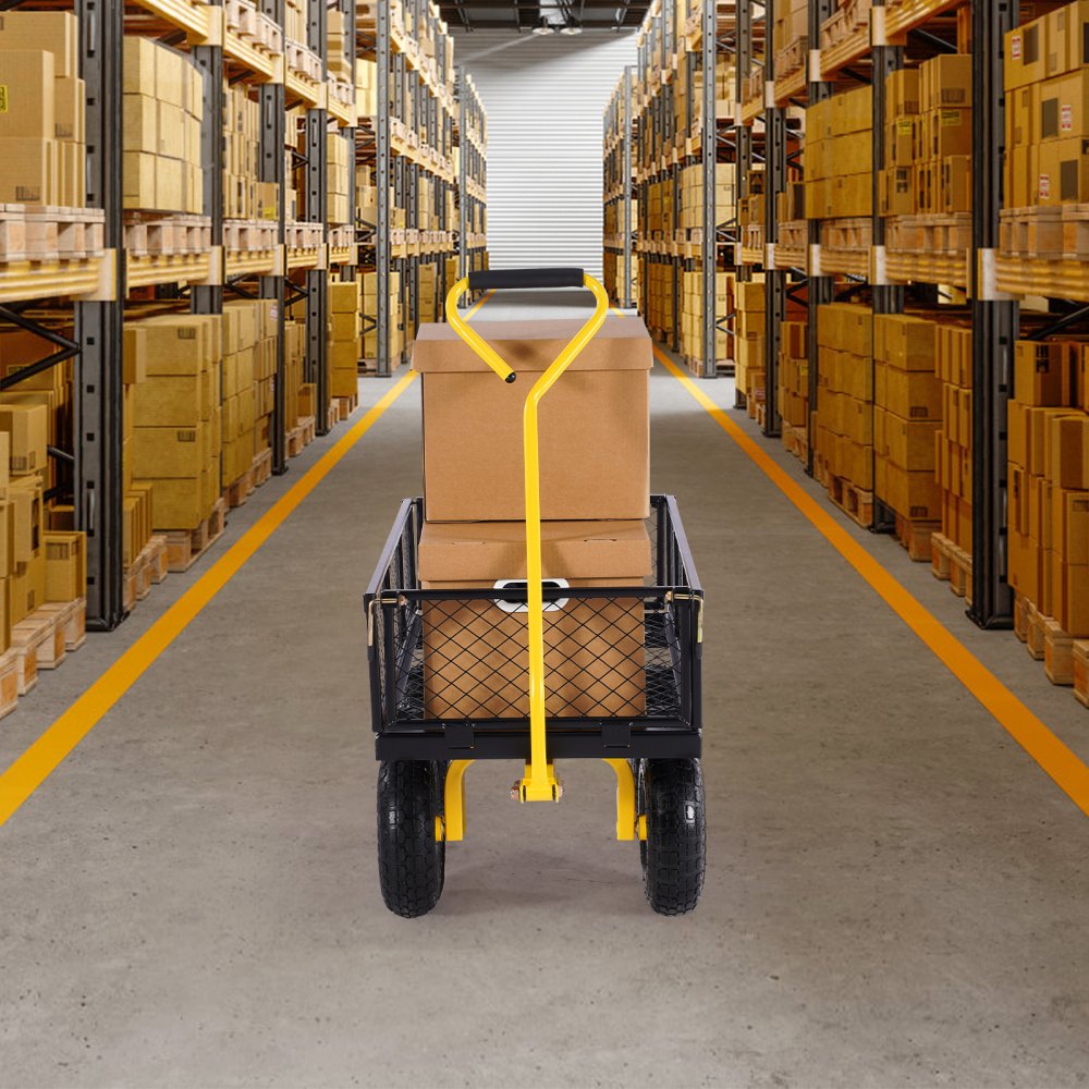 VEVOR 500 Lbs Steel Garden Cart, Heavy Duty Garden Wagon Cart Pullable on Wheels, Metal Yard Utility Wagon Carts with