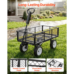VEVOR Garden Cart, 900 LBS, Heavy Duty Steel Yard and Garden Utility Wagon with 10-Inch Tires, Outdoor Gardening Stool