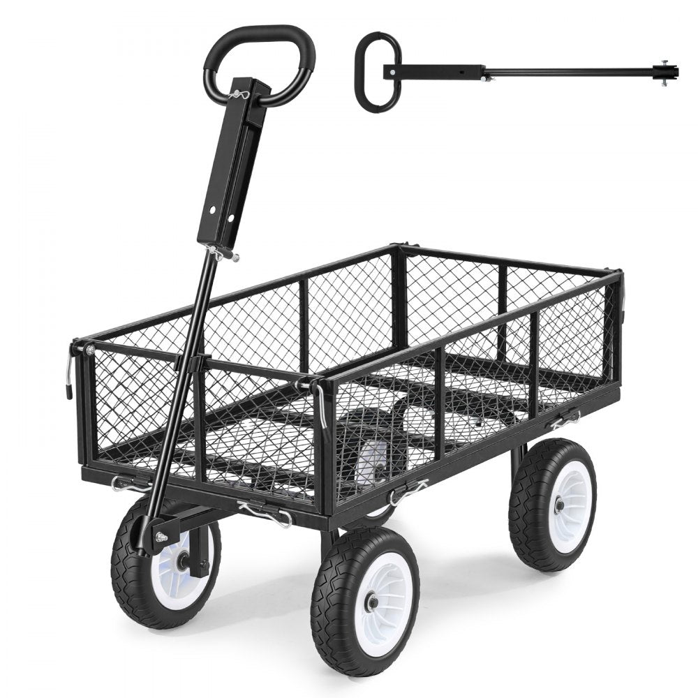 VEVOR Garden Cart, 900 LBS, Heavy Duty Steel Yard and Garden Utility Wagon with 10-Inch Tires, Outdoor Gardening Stool