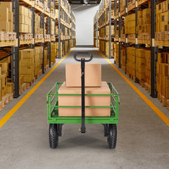 VEVOR Steel Garden Cart, 1200 lbs Heavy Duty Pullable Garden Wagon Yard Cart, 2 in 1 Outdoor Metal Utility Wagon Yard