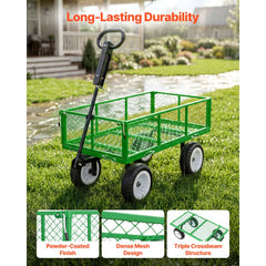 VEVOR Garden Cart, 900 LBS, Heavy Duty Steel Yard and Garden Utility Wagon with 10-Inch Tires, Outdoor Gardening Stool