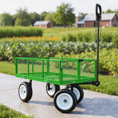 VEVOR Garden Cart, 900 LBS, Heavy Duty Steel Yard and Garden Utility Wagon with 10-Inch Tires, Outdoor Gardening Stool
